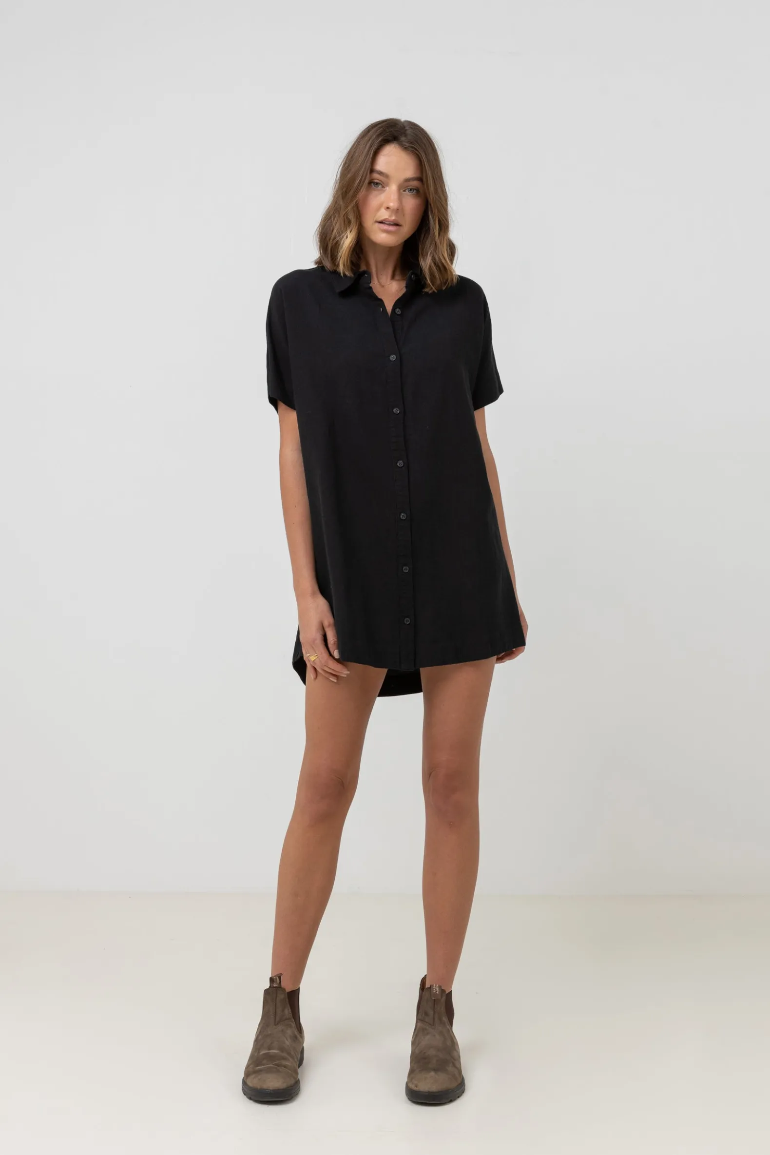 Classic Shirt Dress Black