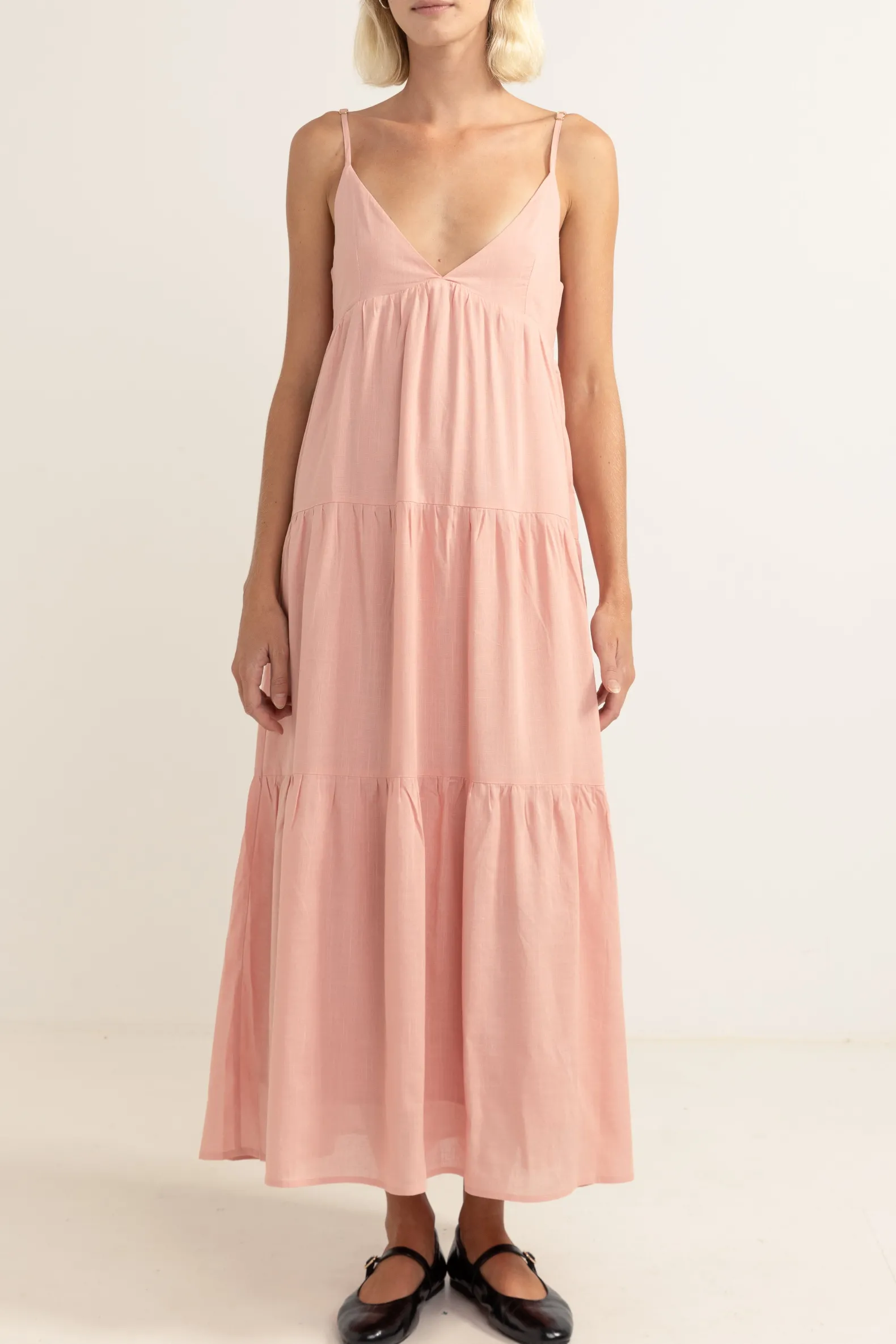 Classic Tiered Midi Dress Rose