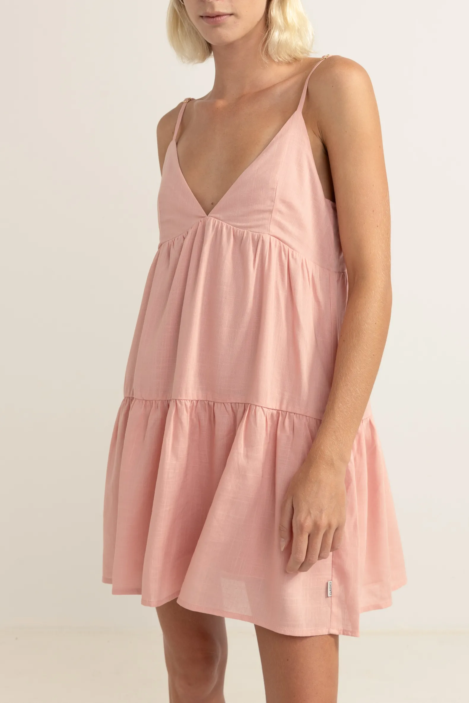 Classic Tiered Mini Dress Rose