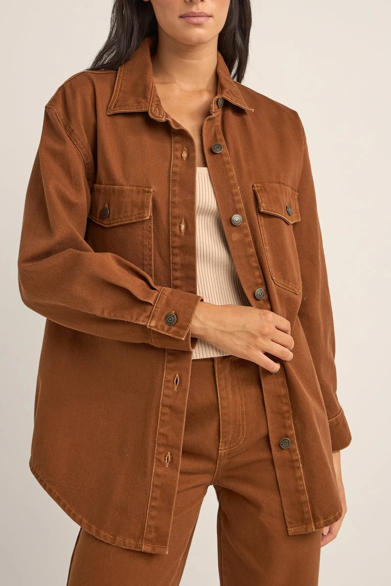 Claude Drill Shacket Cinnamon