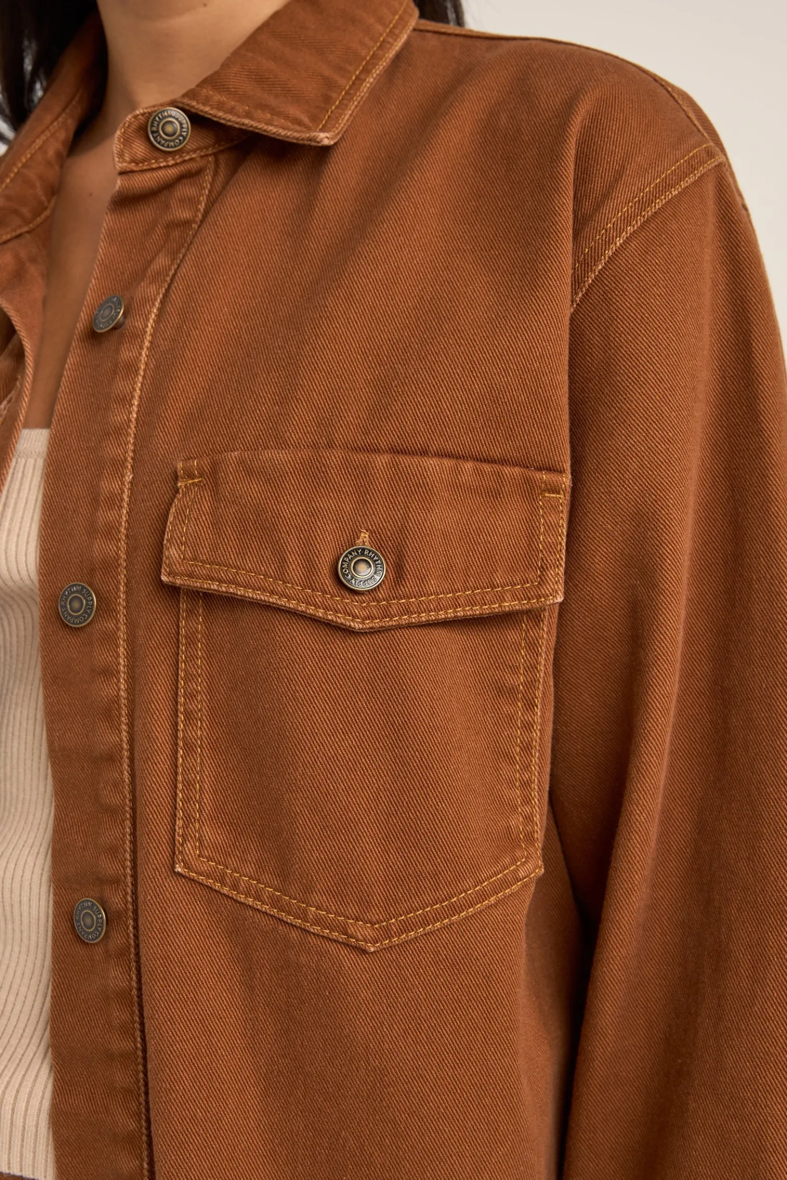 Claude Drill Shacket Cinnamon