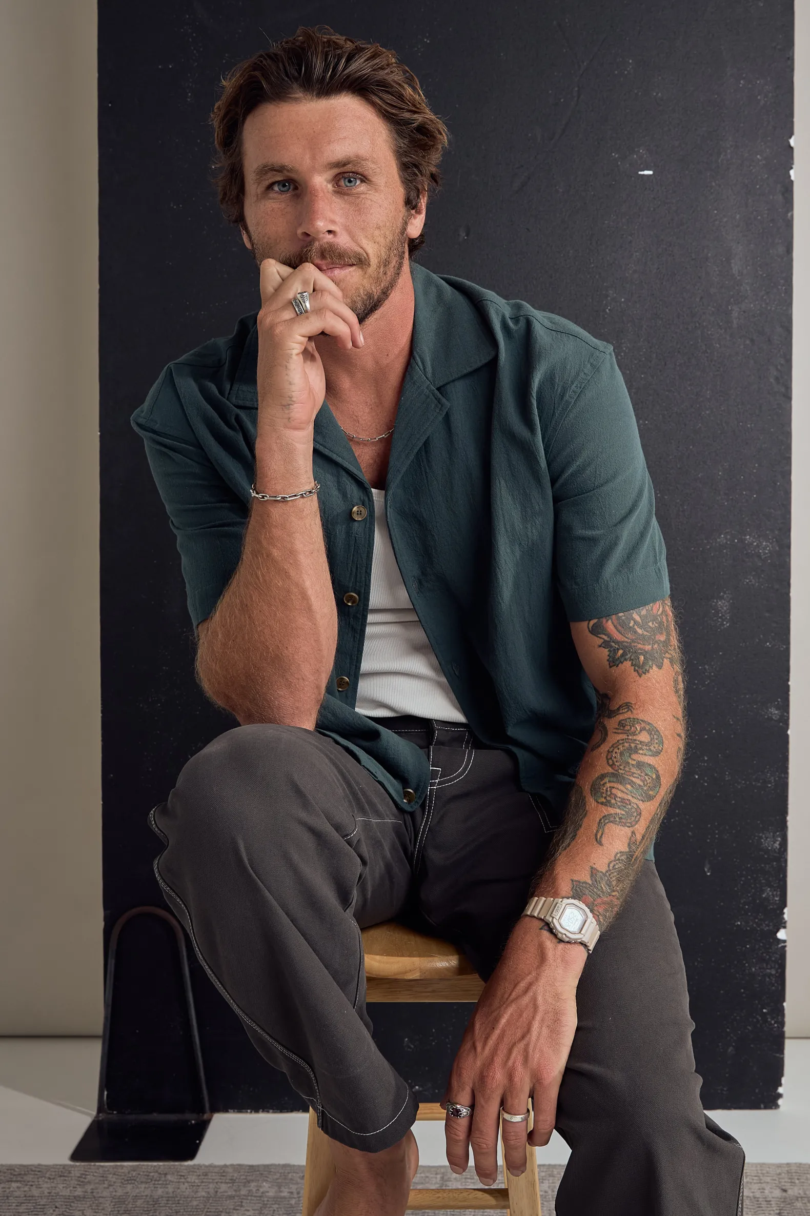 Contrast Stitch Carpenter Pant Black