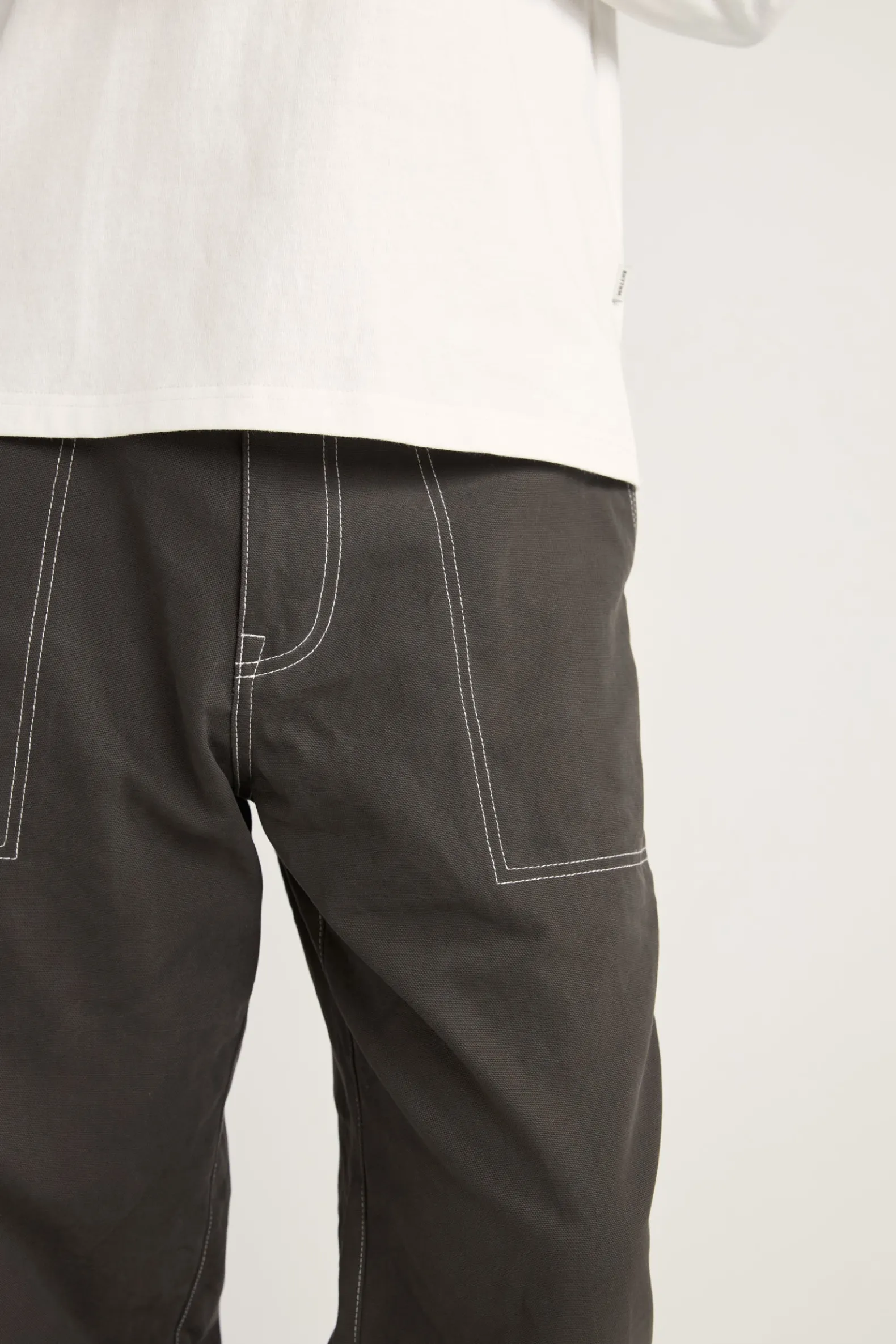 Contrast Stitch Carpenter Pant Black