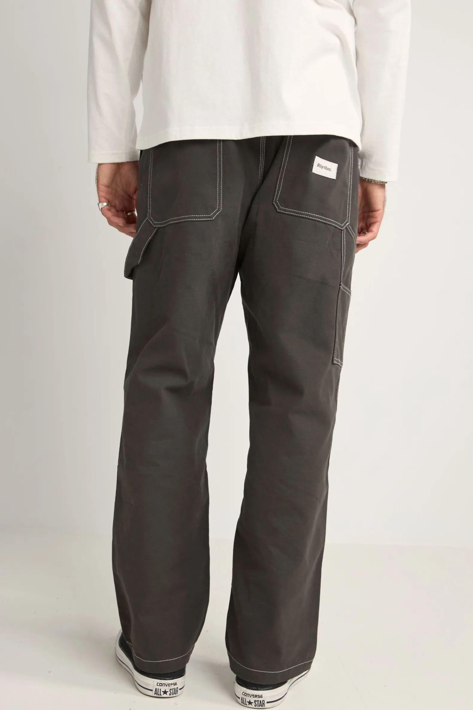 Contrast Stitch Carpenter Pant Black