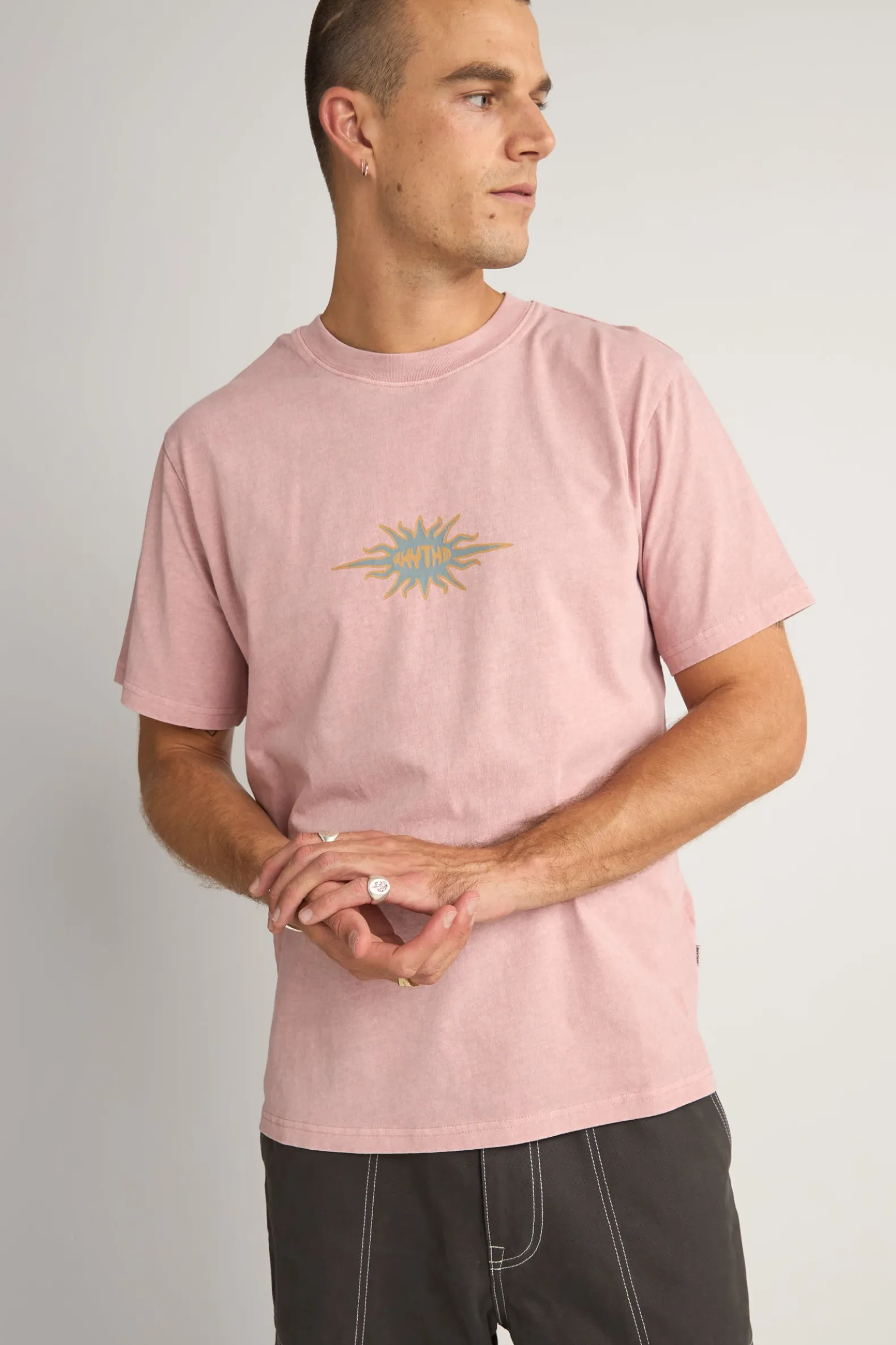 Flame Printed Vintage Ss T Shirt Mauve