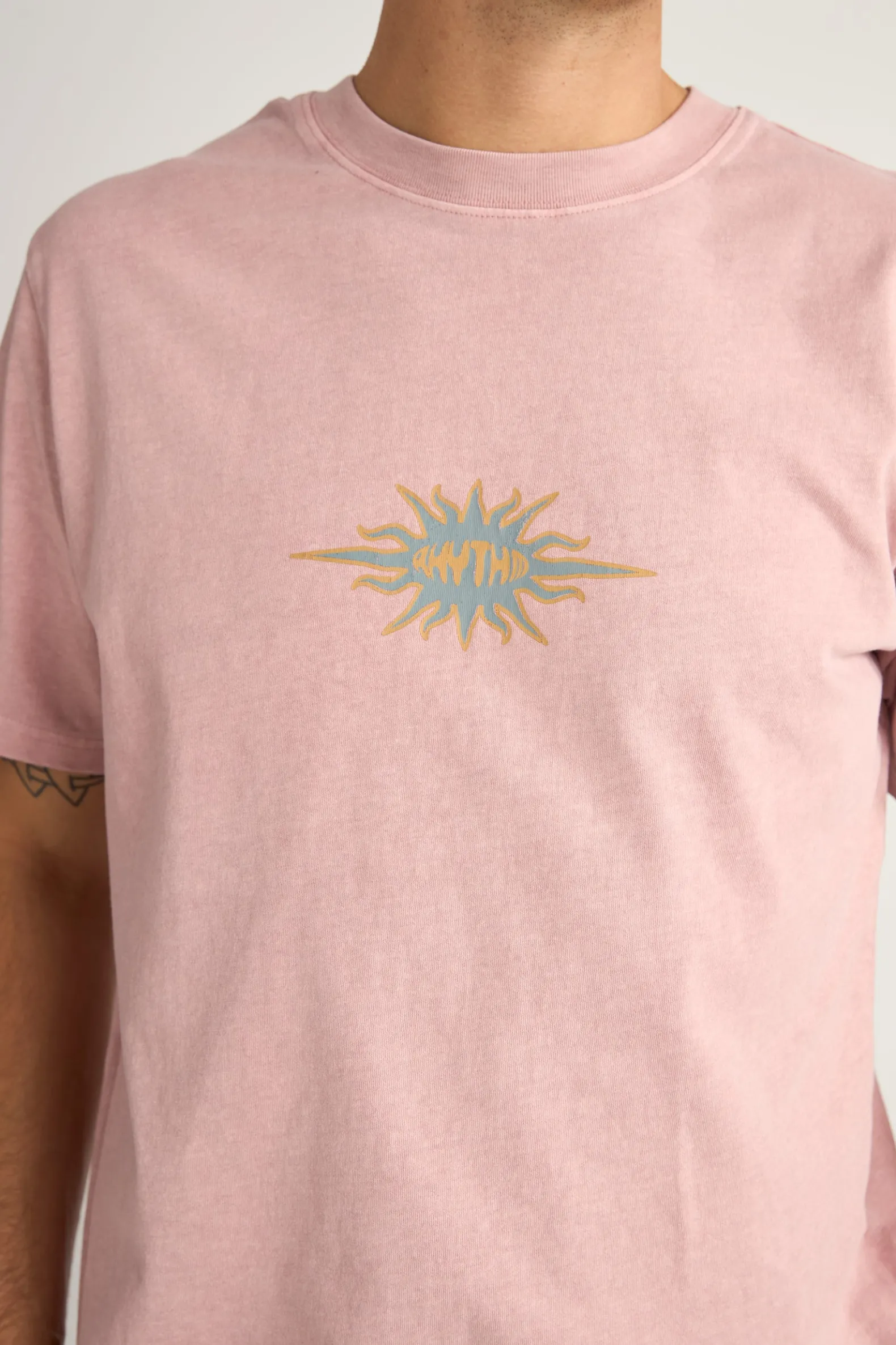 Flame Printed Vintage Ss T Shirt Mauve