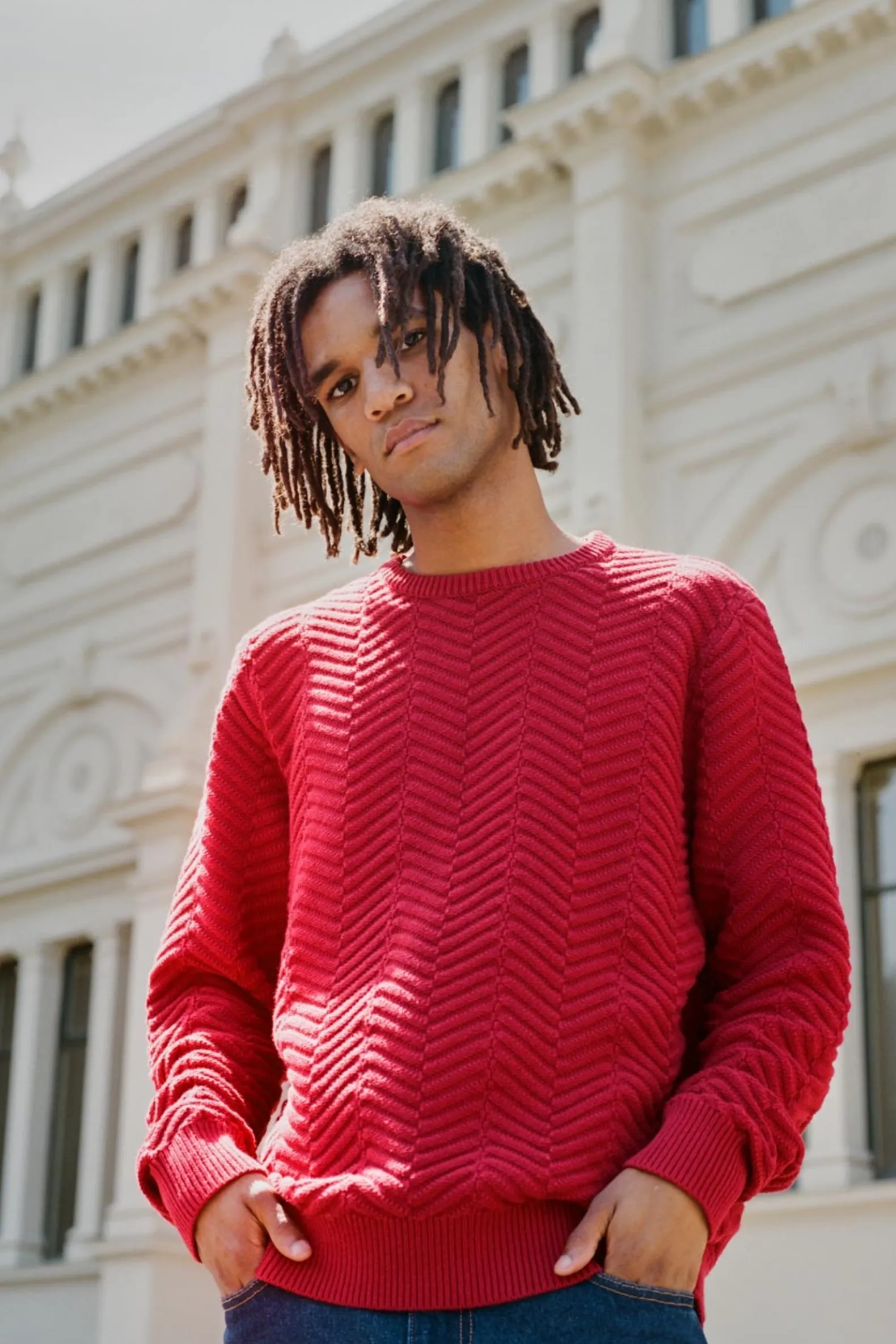 Herringbone Knit Red