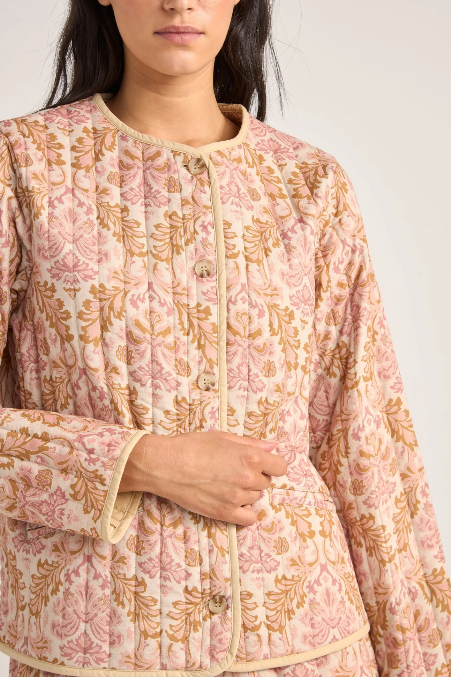 Jane Paisley Quilted Jacket Rose