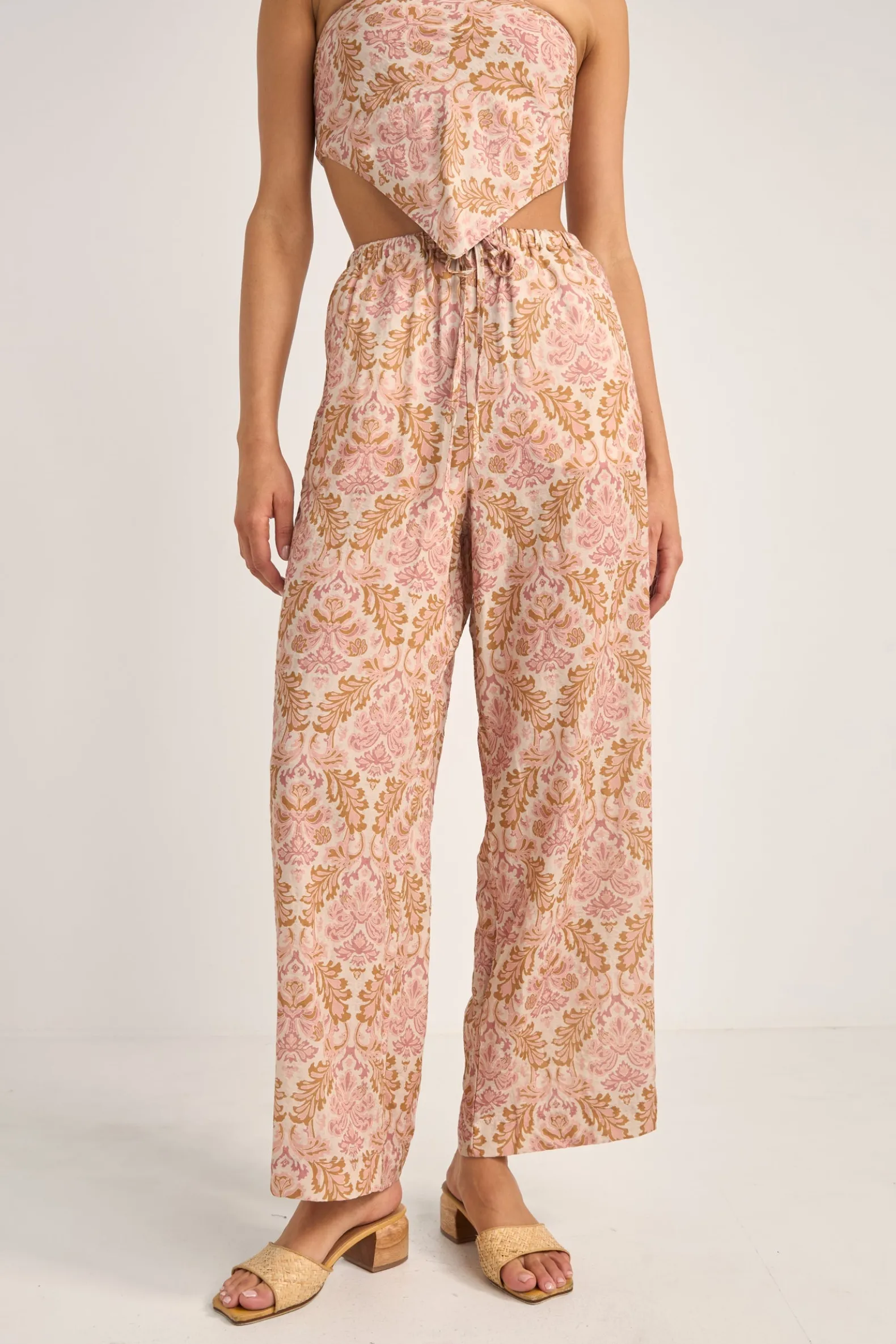 Jessie Paisley Drawstring Pant Rose