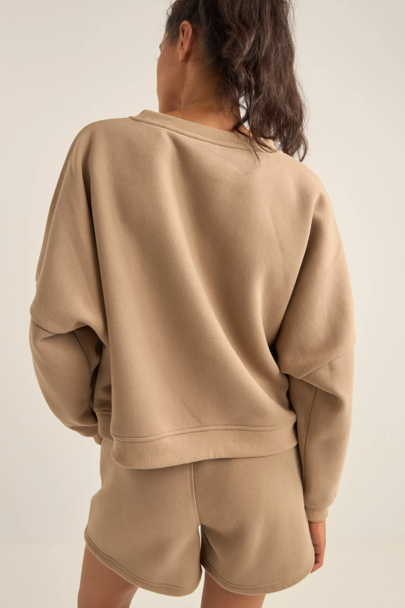 Logo Crew Neck Fleece Taupe