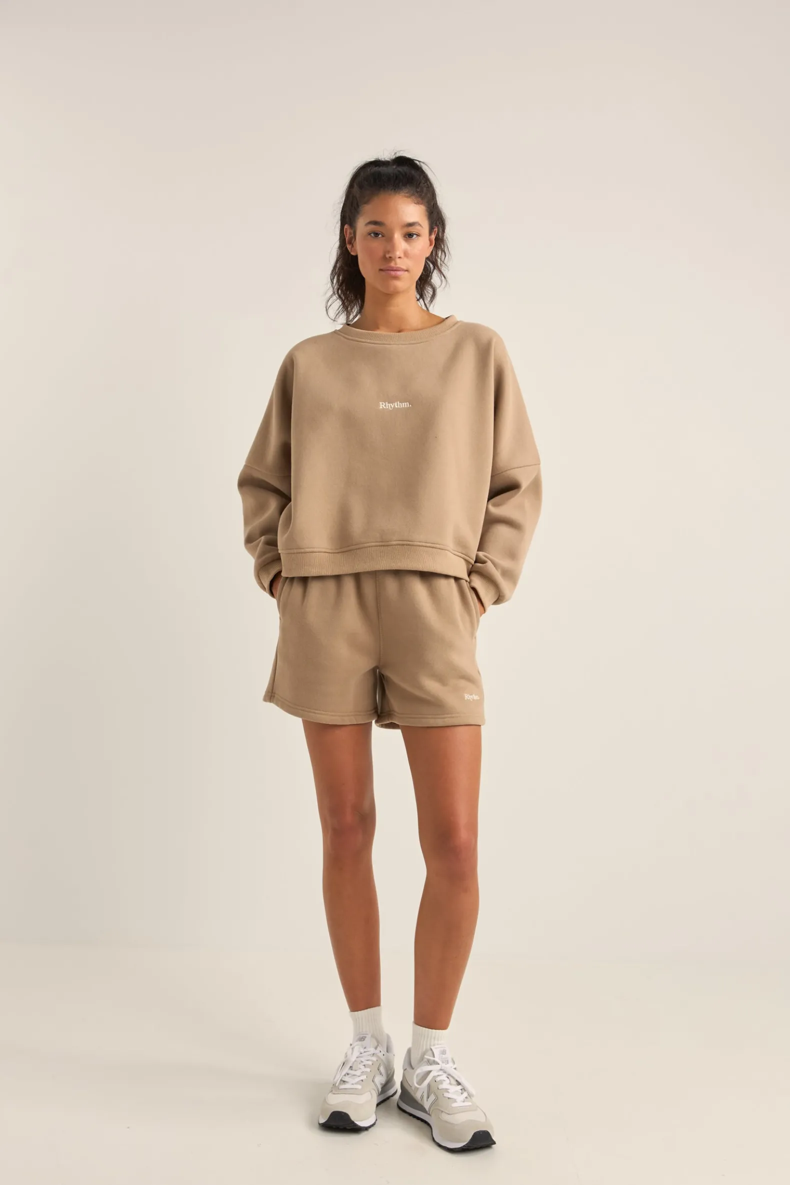 Logo Crew Neck Fleece Taupe