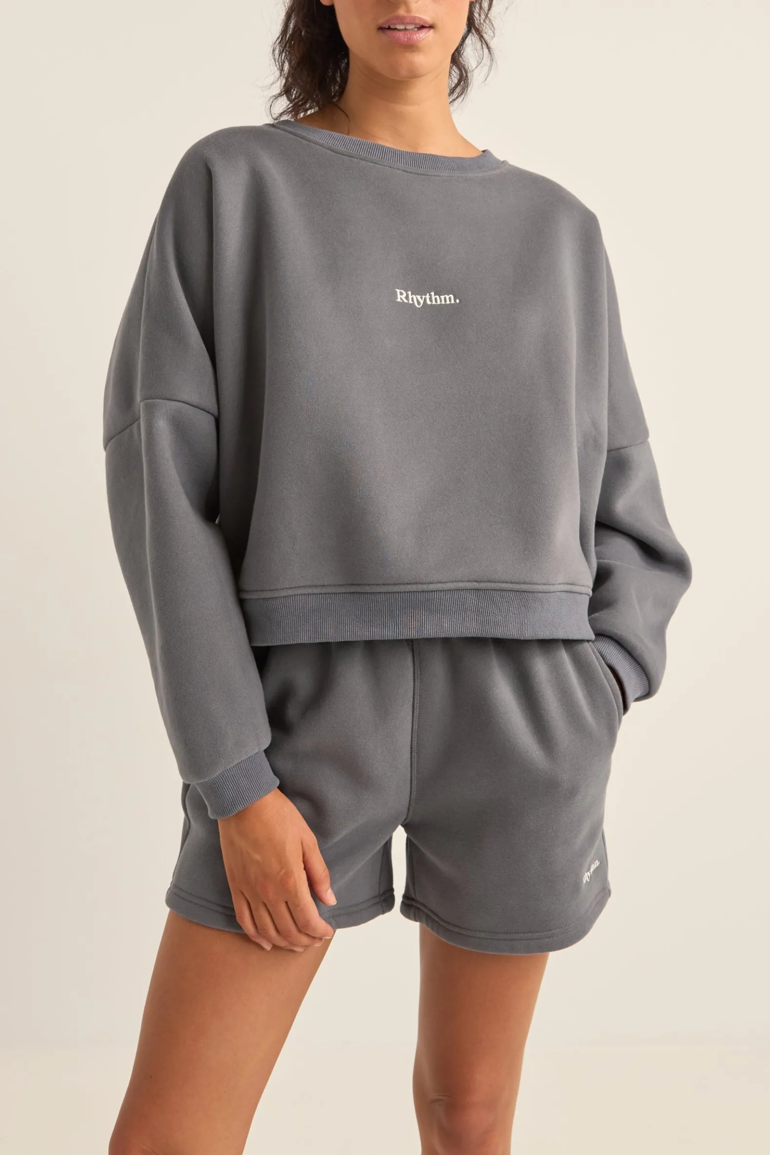 Logo Crew Neck Fleece Charcoal