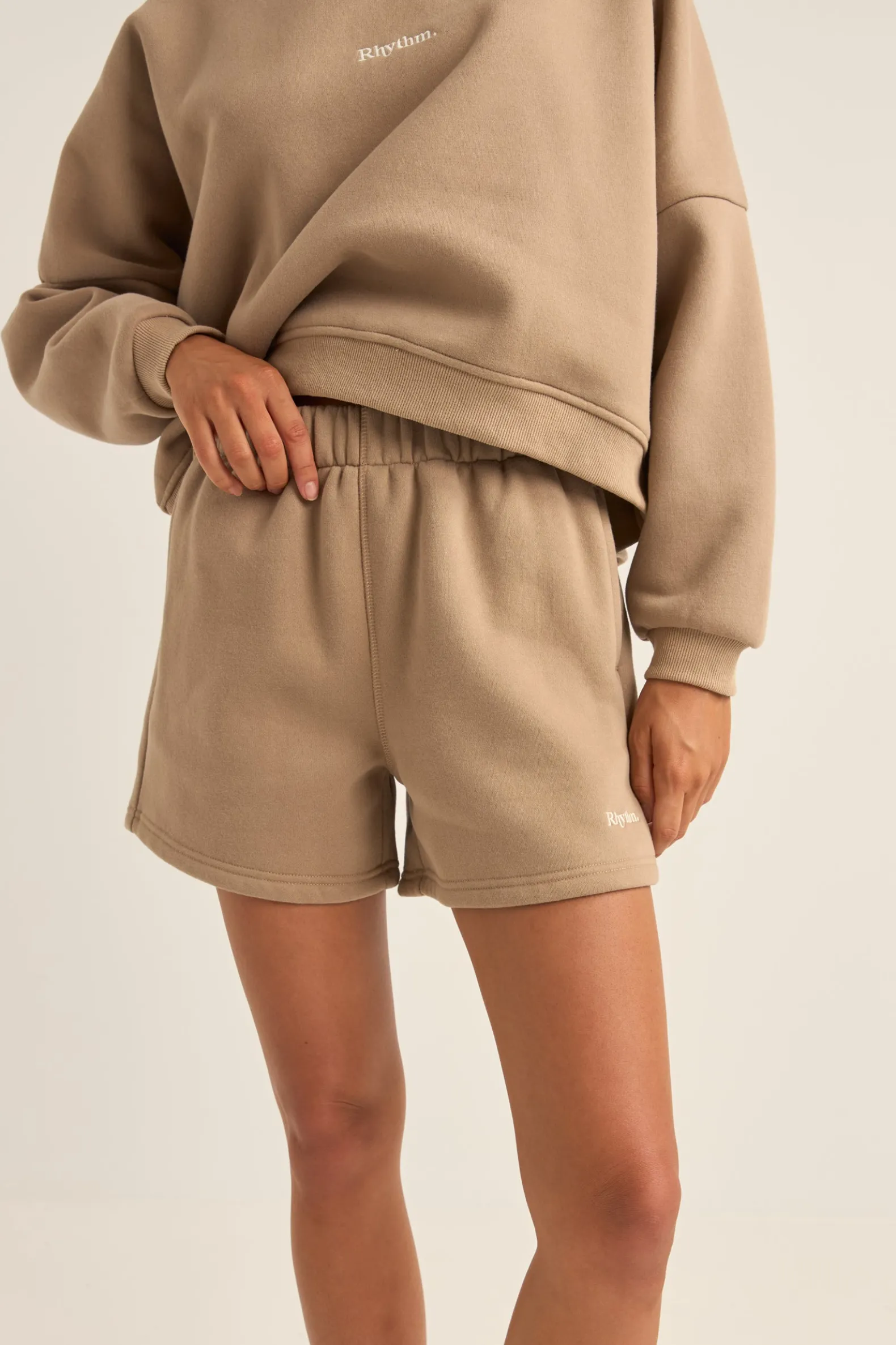 Logo Fleece Shorts Taupe