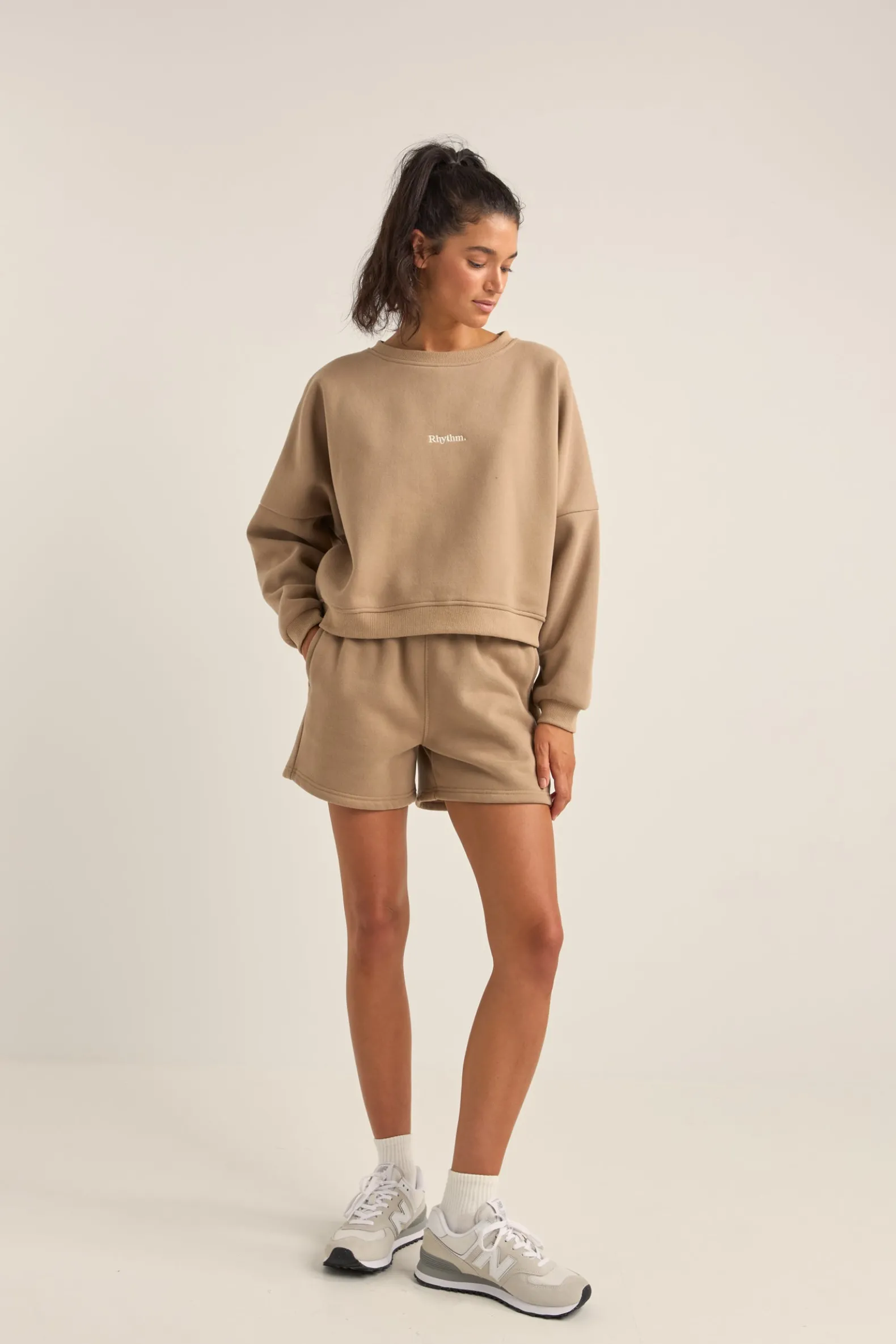 Logo Fleece Shorts Taupe