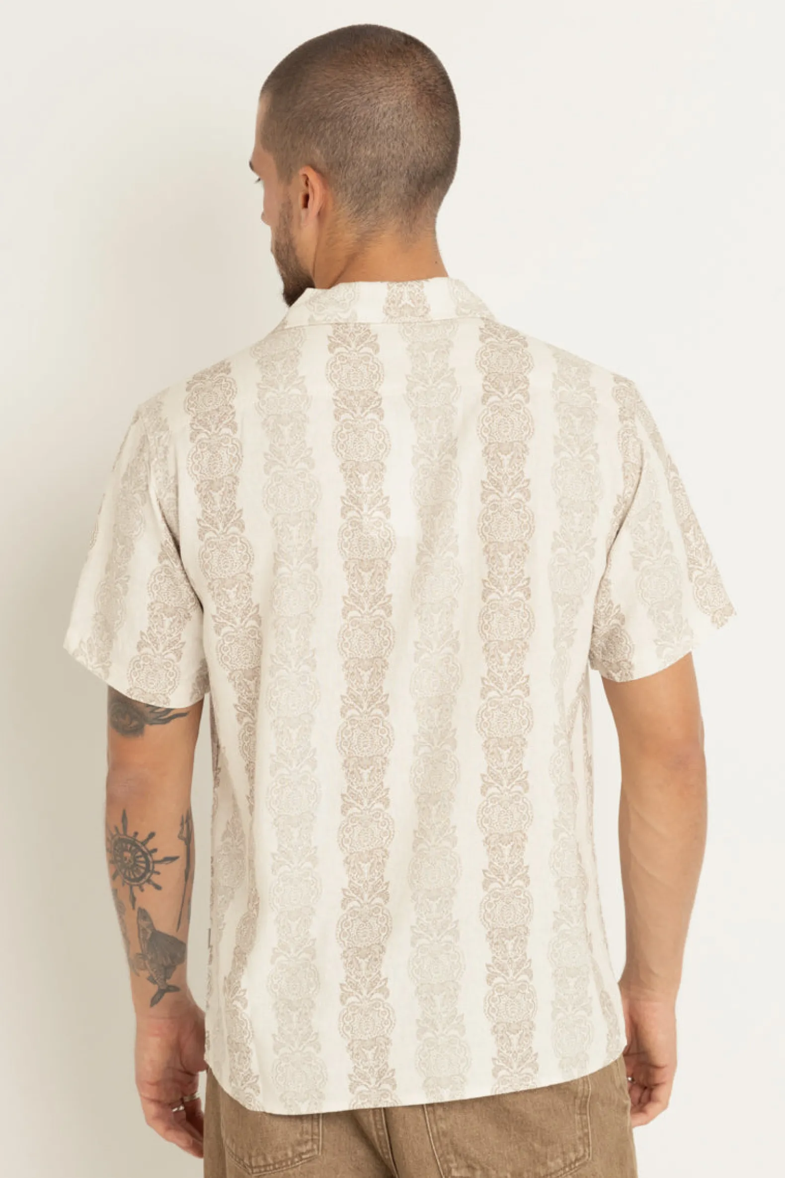 Pineapple Stripe Ss Shirt Sand