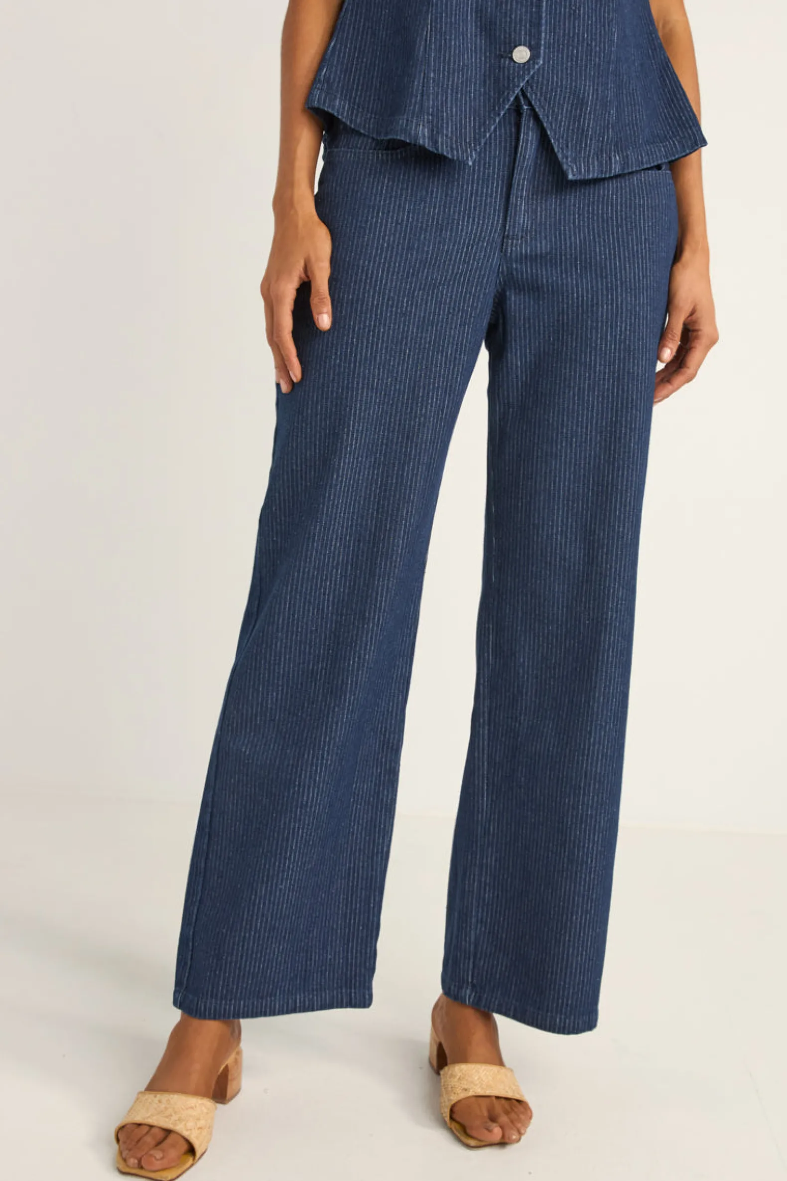 Pinstripe Mid-Rise Pant Indigo