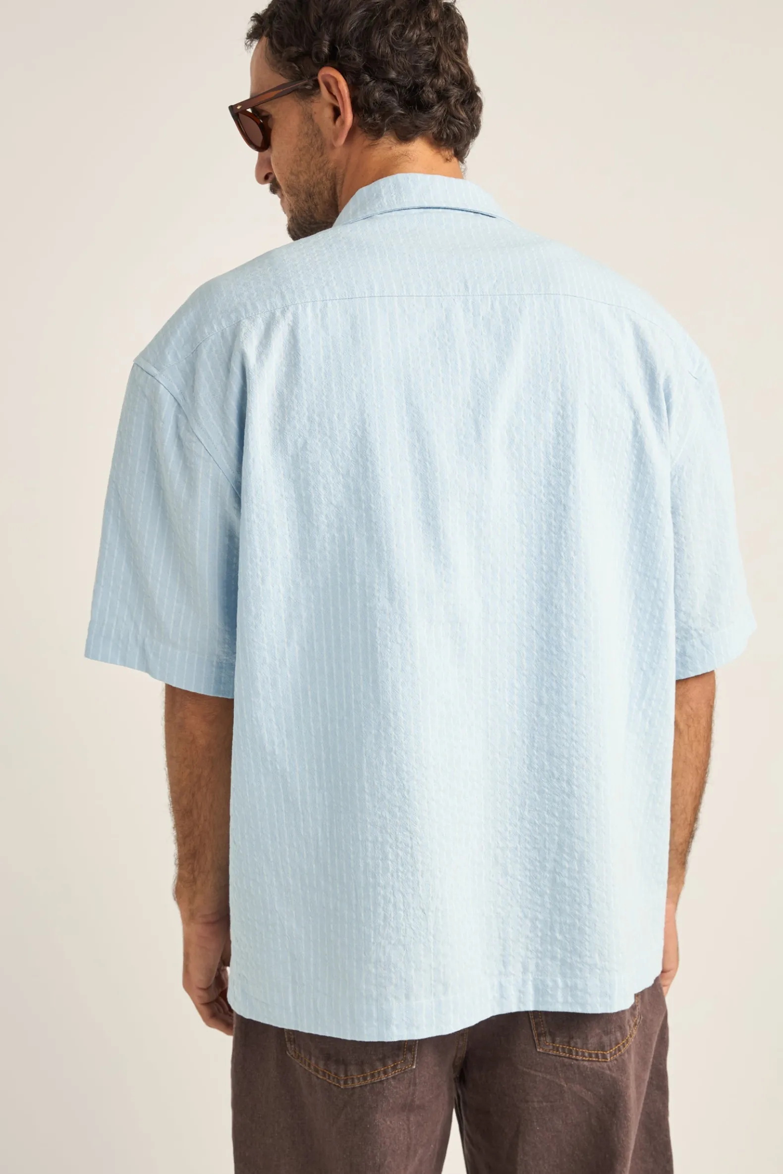 Relaxed Stripe Ss Shirt Blue