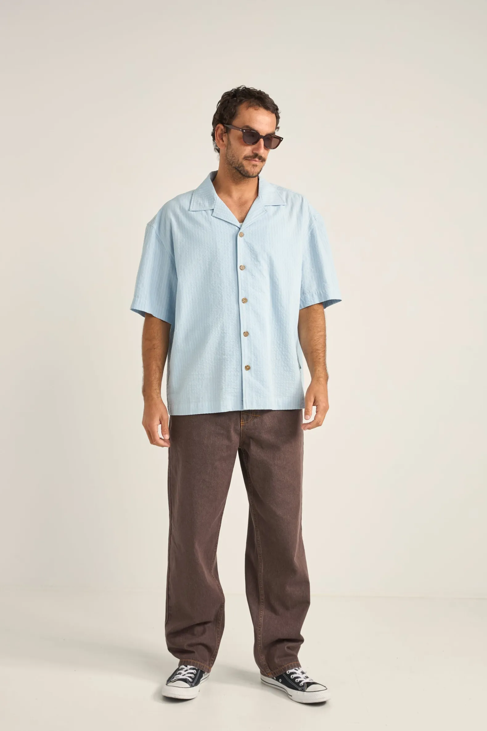 Relaxed Stripe Ss Shirt Blue