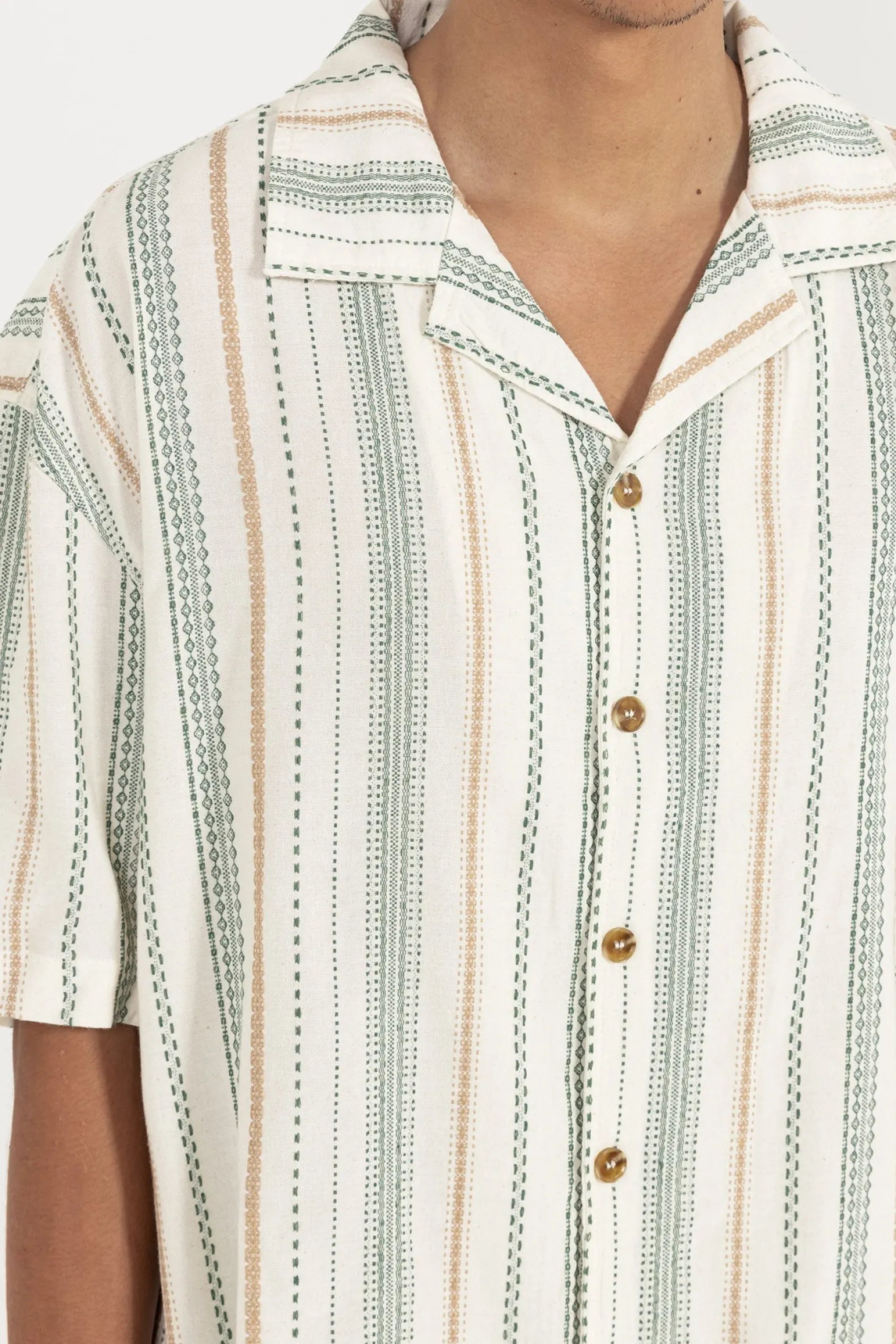 Relaxed Stripe Ss Shirt Olive