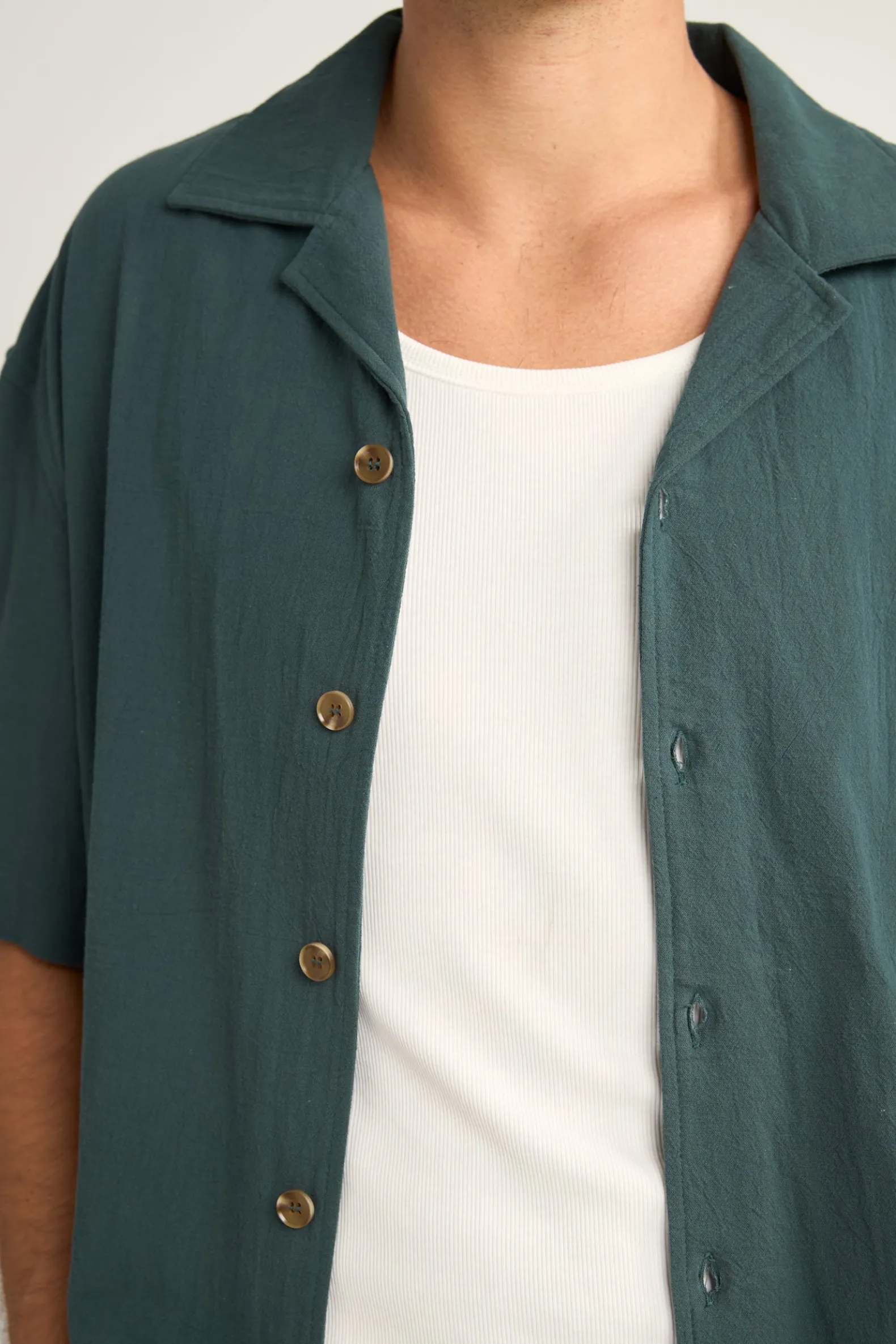 Relaxed Texture Ss Shirt Teal