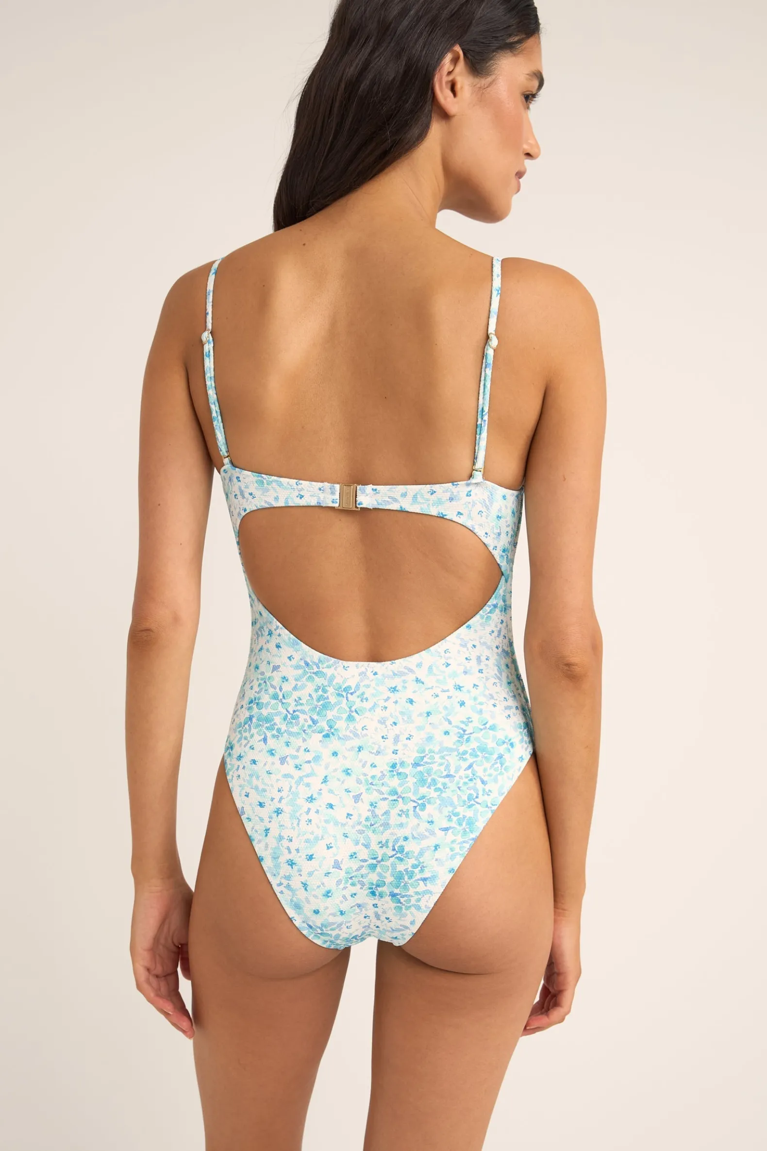 Serenity Floral Tie Front One Piece Blue