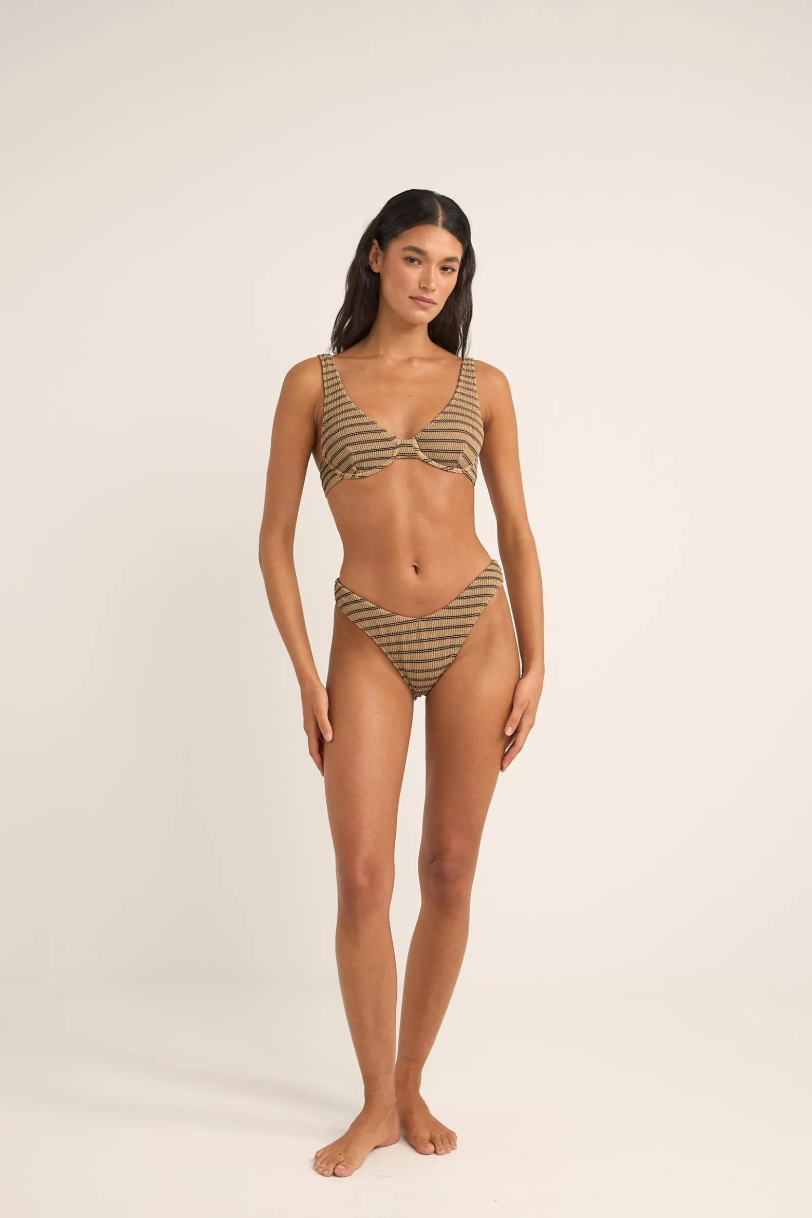 Sol Stripe Underwire Top Black