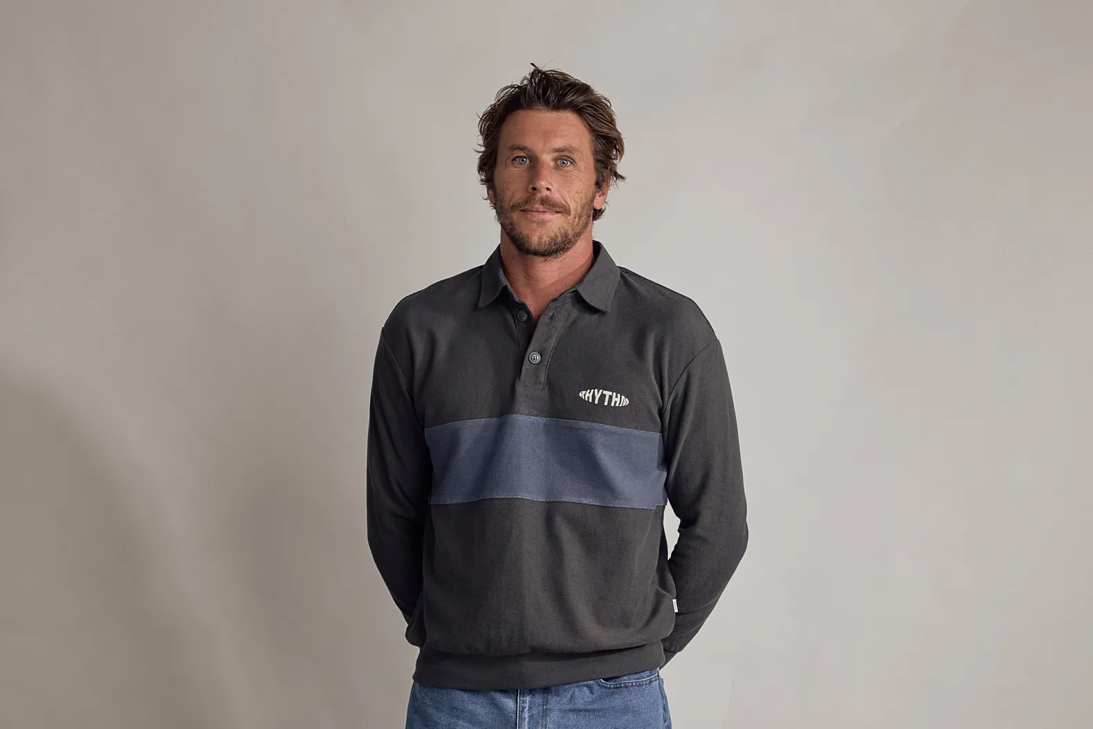 Terry Vintage Ls Rugby Shirt Charcoal