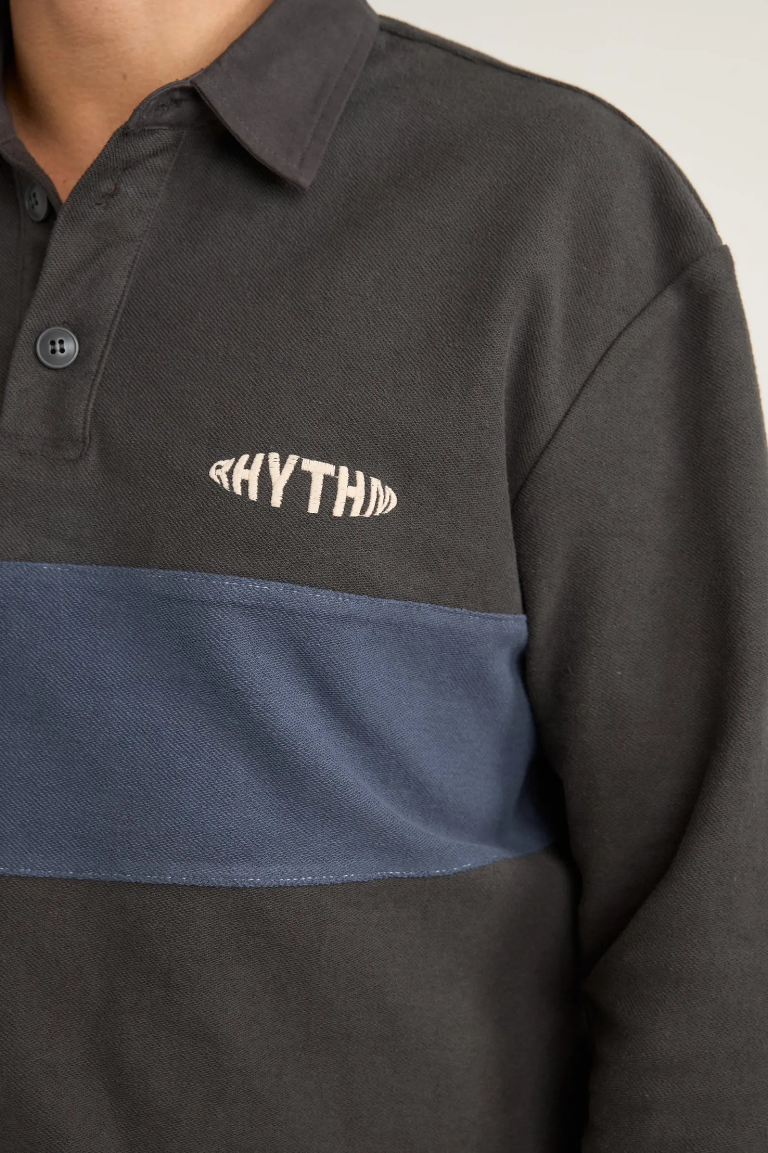 Terry Vintage Ls Rugby Shirt Charcoal