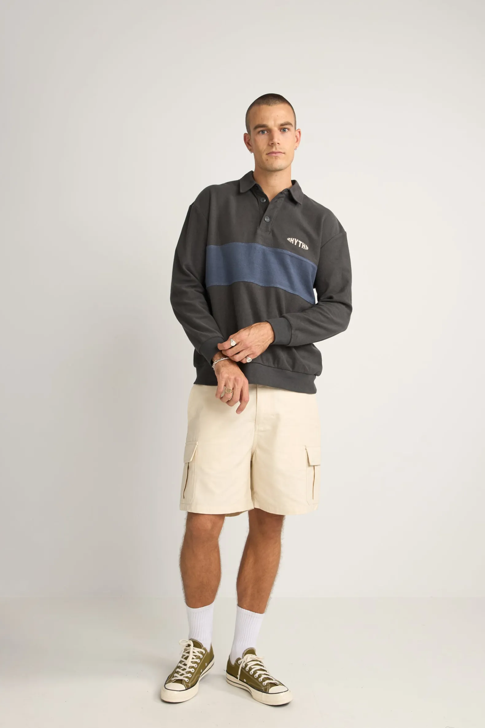 Terry Vintage Ls Rugby Shirt Charcoal