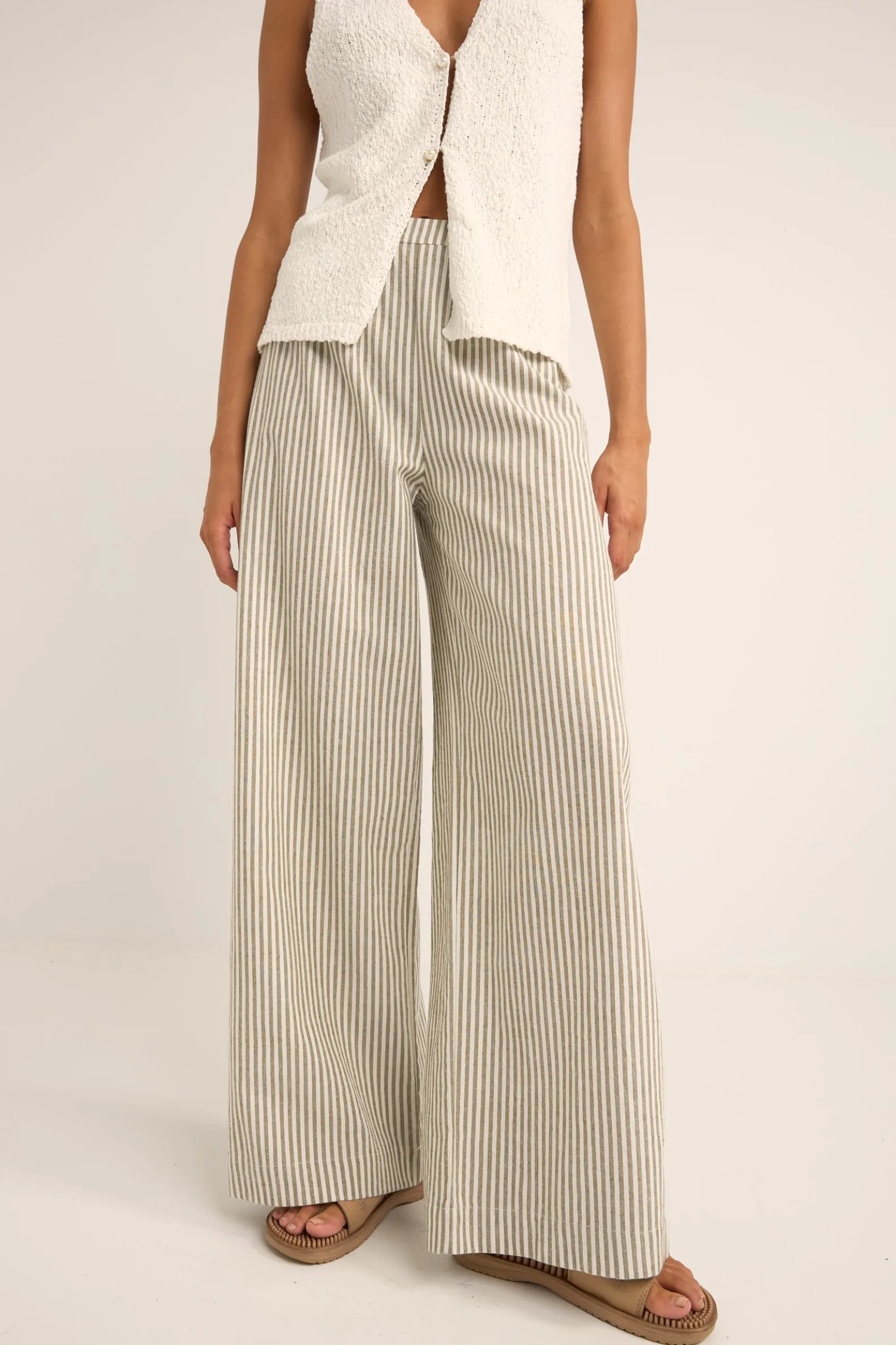 Valley Stripe Wide Leg Pant Ivy