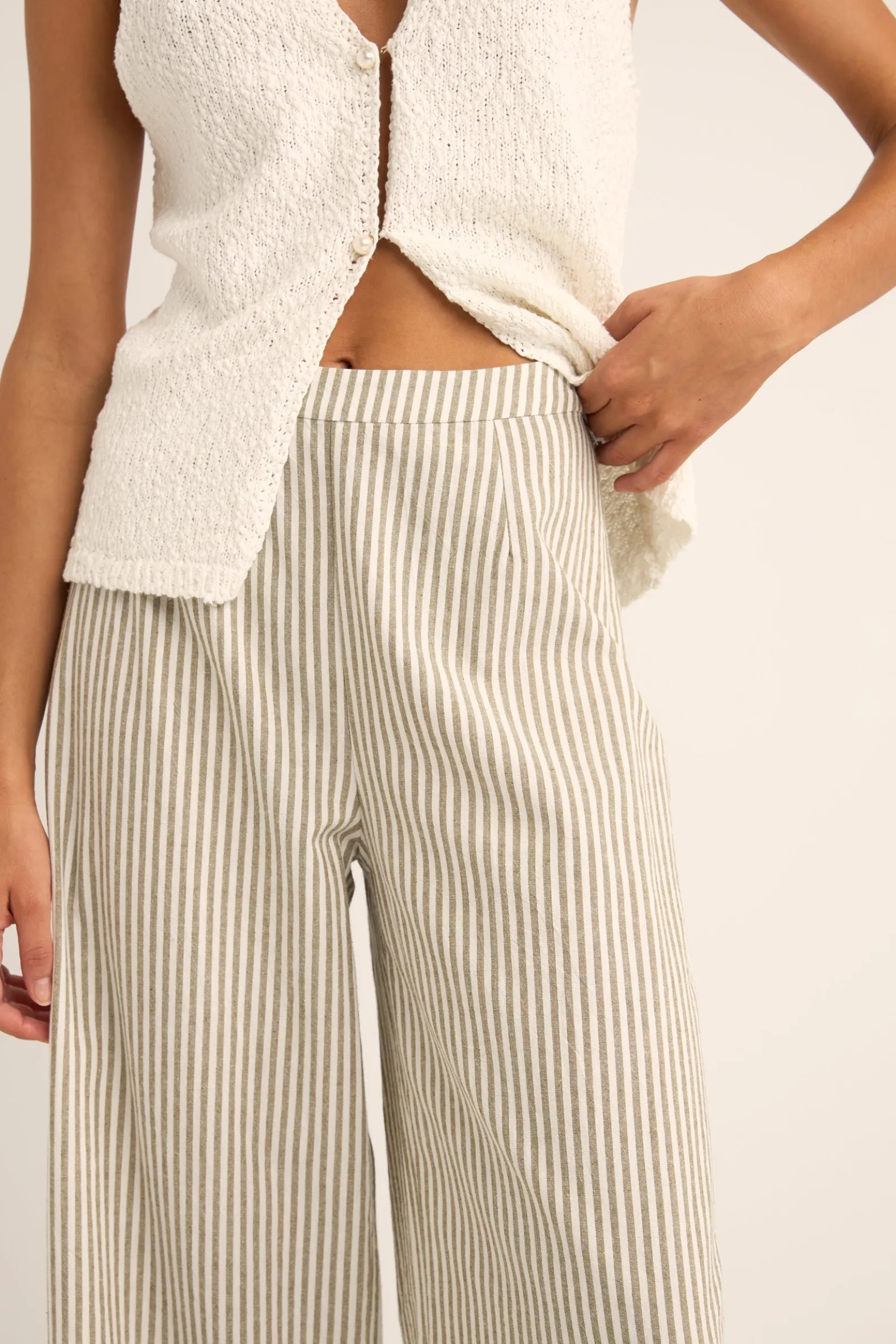 Valley Stripe Wide Leg Pant Ivy