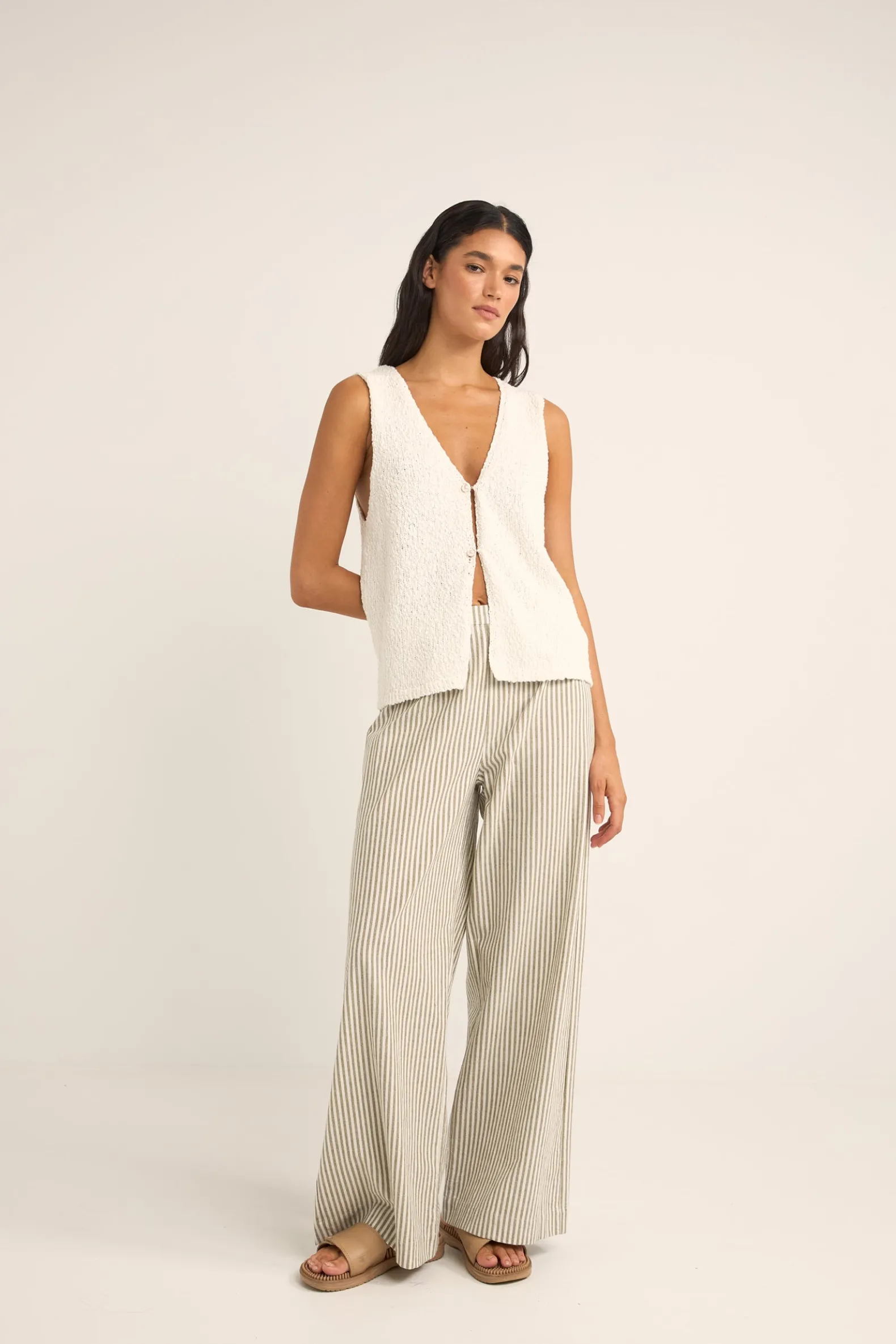 Valley Stripe Wide Leg Pant Ivy