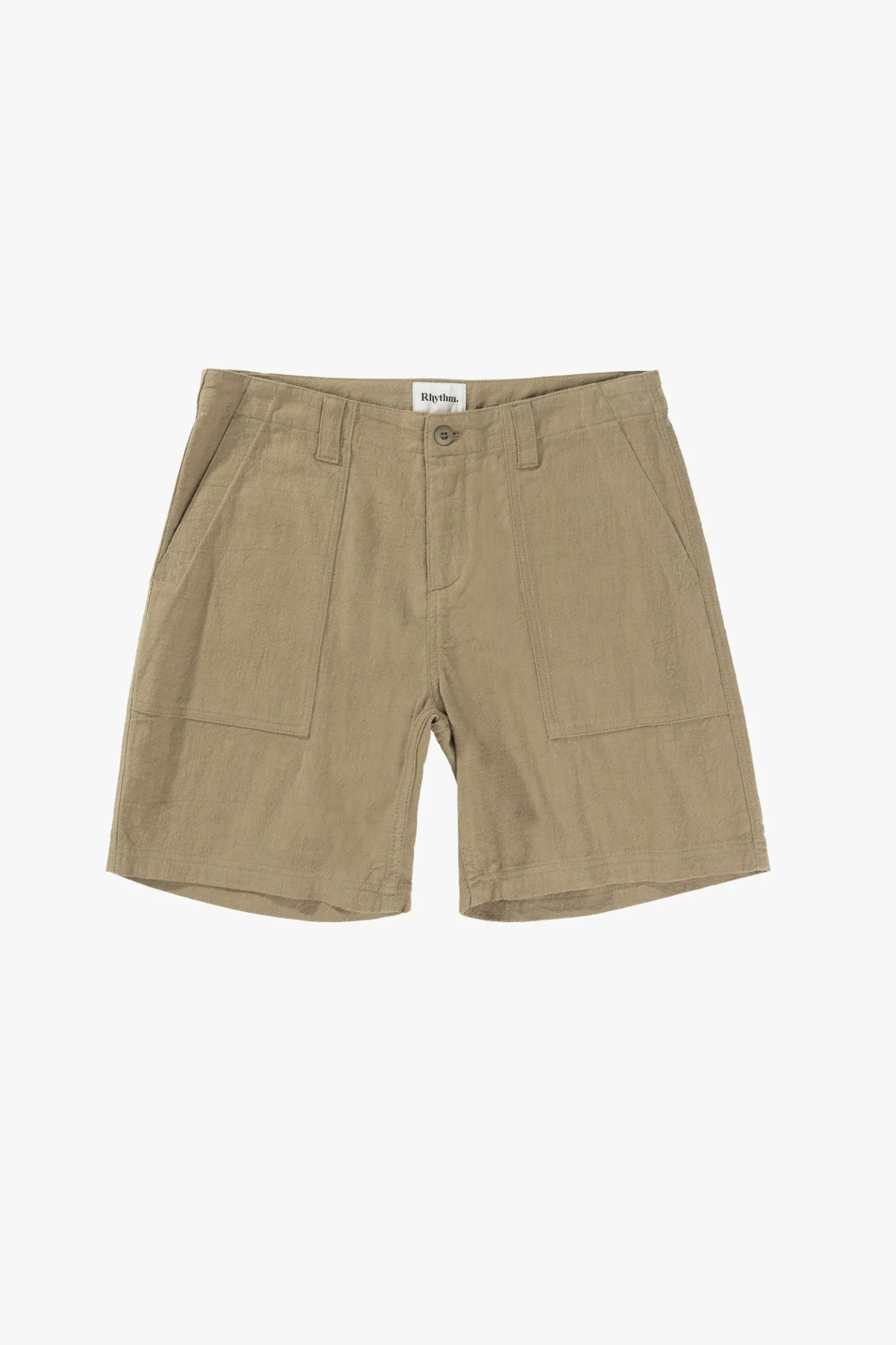 Worn Path Textured Linen Short Olive